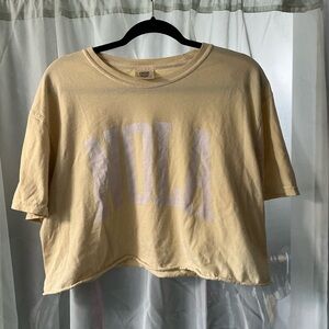 NOLA New Orleans Casual Yellow Graphic Tee crop top size large